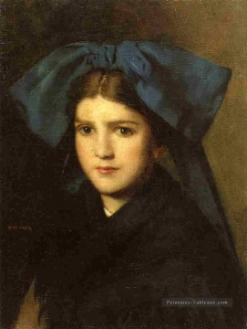 Portrait d’une jeune fille avec un noeud dans ses cheveux Jean Jacques Henner Peinture à l'huile